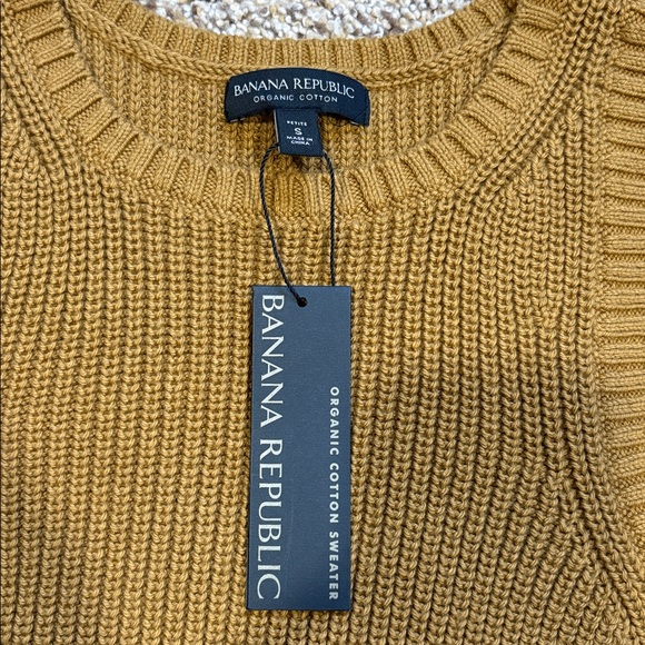 Banana Republic Organic Cotton Sweater Mustard Knit Sleeveless Top - Picture 2 of 4